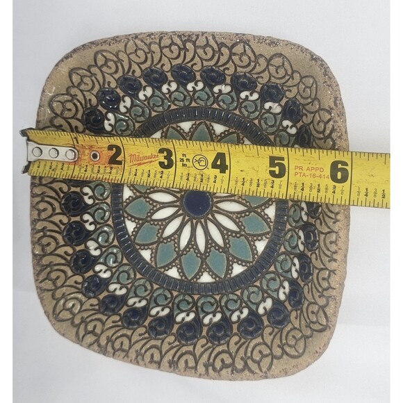 Sweet Little Mandala Marion Pollman Clay Art Rustic Ceramic Trinket Dish - Picture 11 of 13